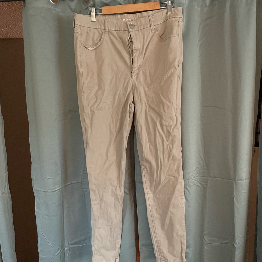 American Eagle Curvy Hi Rise Jeggings Skinny Khaki LONG